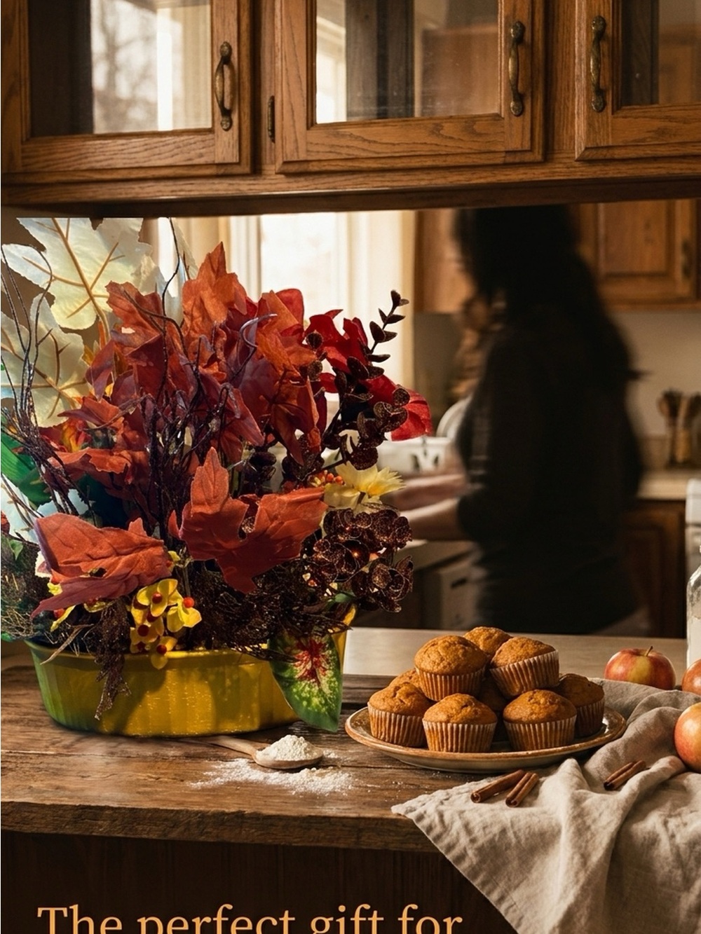 Autumn Floral Arrangement in Yellow Vase